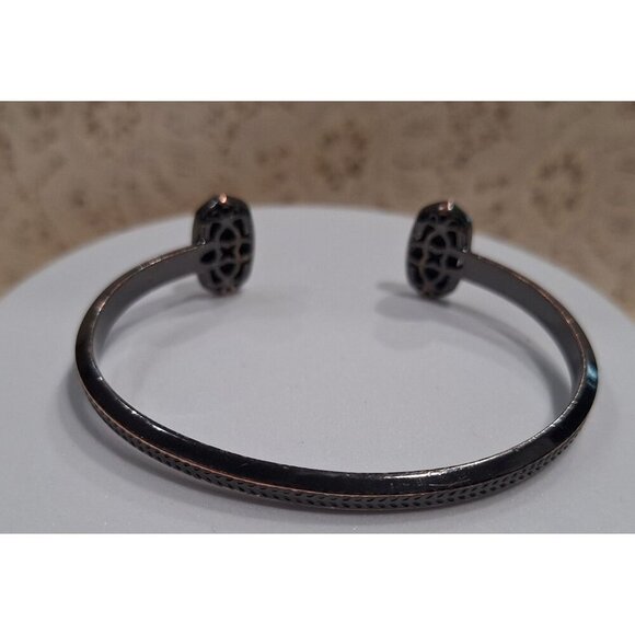 EUC Kendra Scott Elton Abalone Gunmetal Cuff Bracelet - Picture 6 of 10